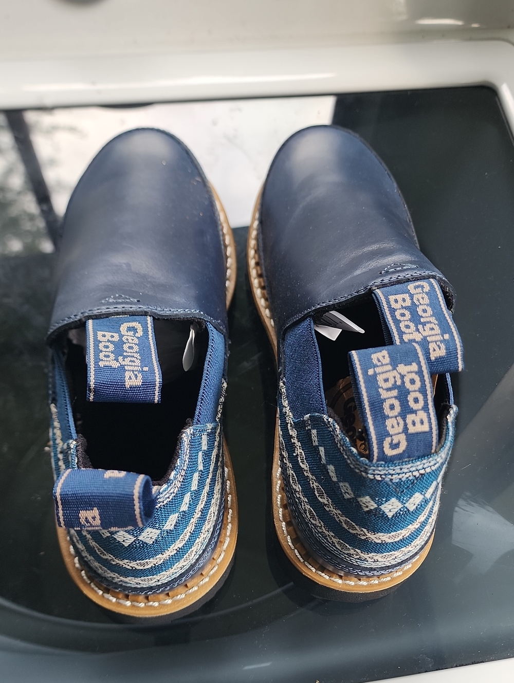 Georgia Boot Navy and Tan Slip-On Loafers